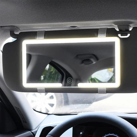 LED Touch Screen Car Sun Visor Makeup Mirror - Adjustable Brightness, Rechargeable HD Vanity Mirror for Stylish Car Accessories