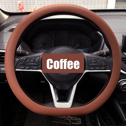 Universal Silicone Steering Wheel Cover – Elastic Non-Slip Grip, Fits 36–40 cm (14–16 in) Wheels, Multi-Color Car Accessory
