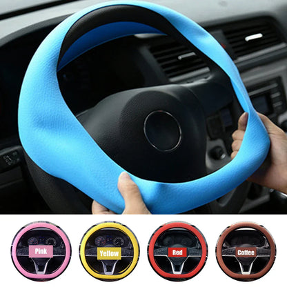 Universal Silicone Steering Wheel Cover – Elastic Non-Slip Grip, Fits 36–40 cm (14–16 in) Wheels, Multi-Color Car Accessory