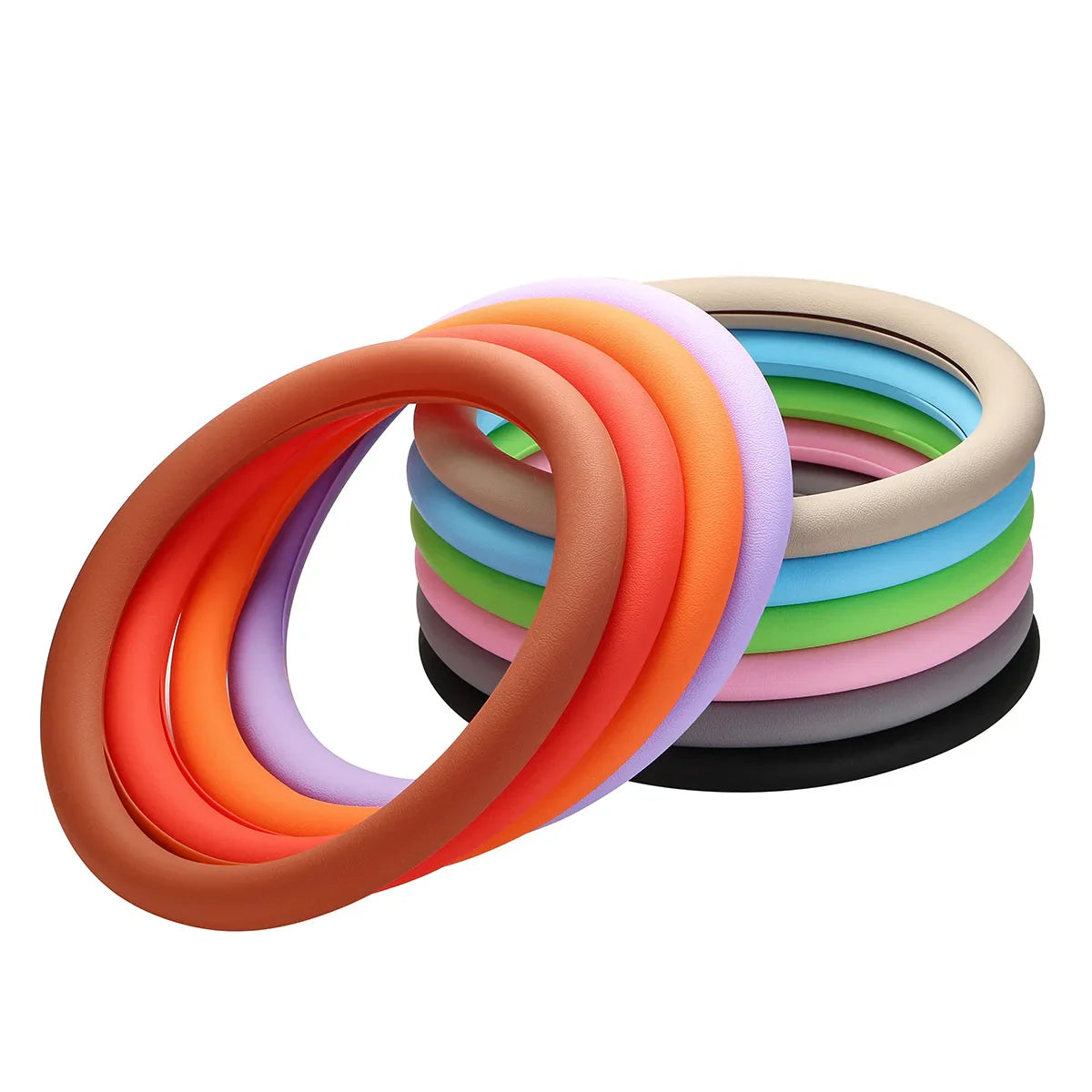 Universal Silicone Steering Wheel Cover – Elastic Non-Slip Grip, Fits 36–40 cm (14–16 in) Wheels, Multi-Color Car Accessory
