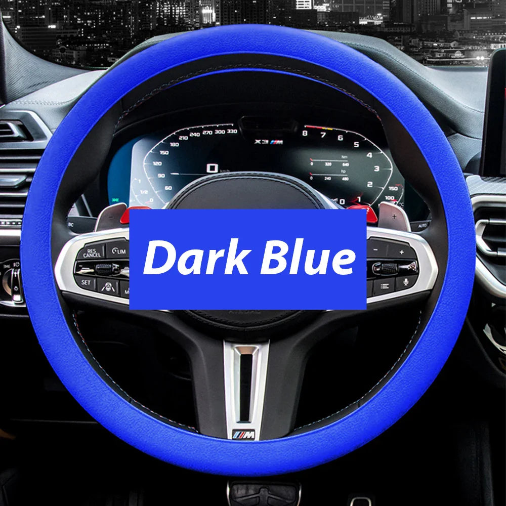Universal Silicone Steering Wheel Cover – Elastic Non-Slip Grip, Fits 36–40 cm (14–16 in) Wheels, Multi-Color Car Accessory