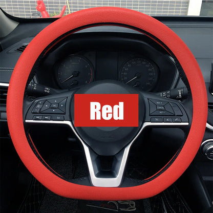 Universal Silicone Steering Wheel Cover – Elastic Non-Slip Grip, Fits 36–40 cm (14–16 in) Wheels, Multi-Color Car Accessory